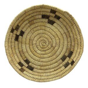 Vintage Native American Papago Tohono O'odham Coiled Handwoven Basket Bowl